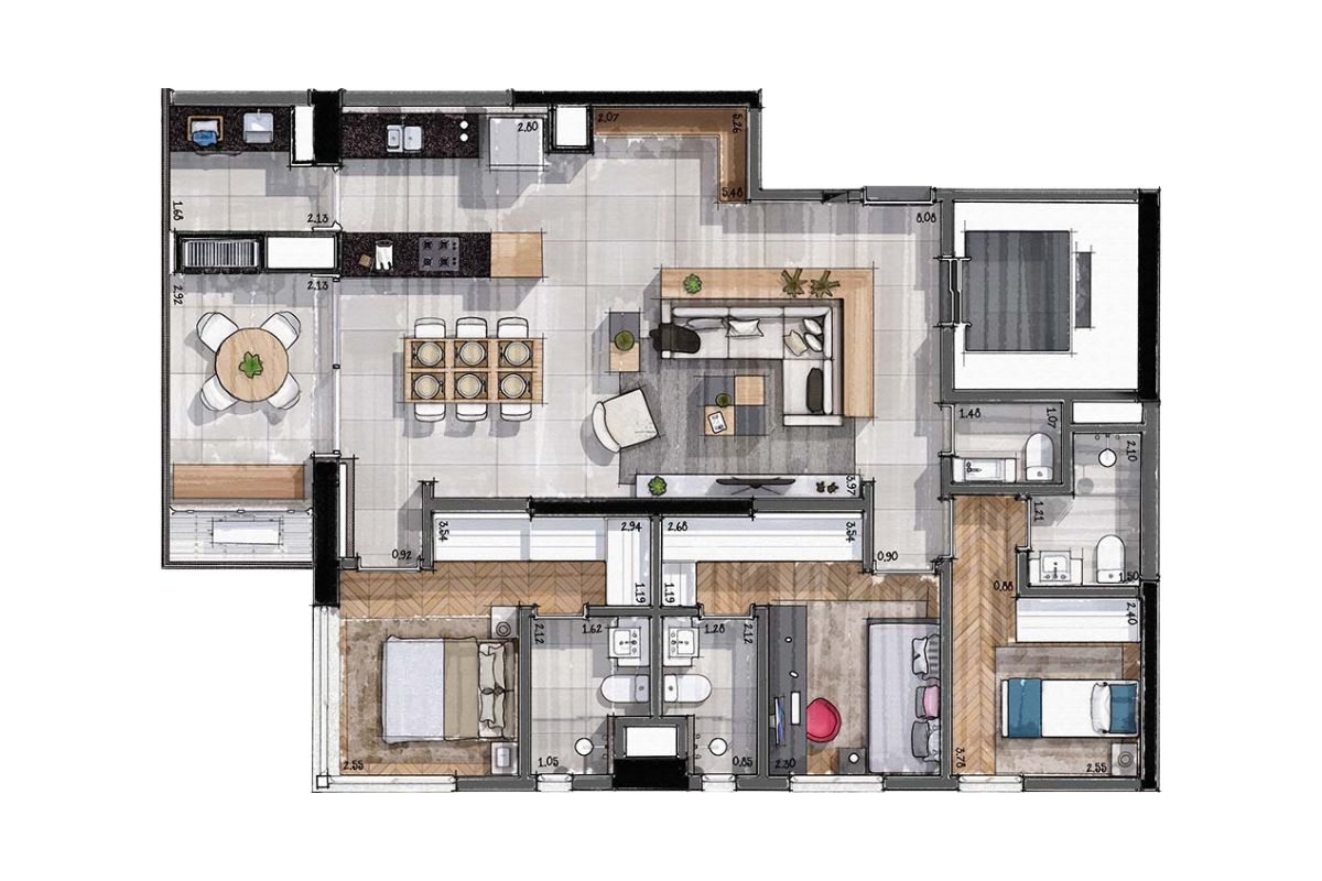 Planta de 105 m² no Cipó Parque