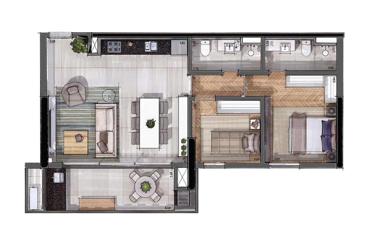 Planta de 78 m² no Cipó Parque
